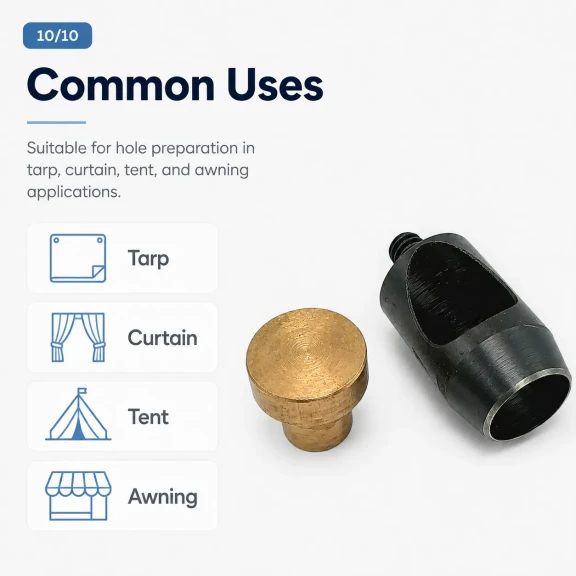 21 mm / 0.83 in Grommet Punching Die for Flat Brass Eyelets, suitable for clean hole preparation in various materials