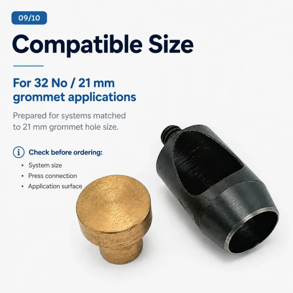 21 mm / 0.83 in Grommet Punching Die for Flat Brass Eyelets, suitable for clean hole preparation in various materials