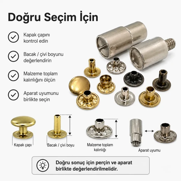 33,5 Çivili Perçin 9 mm Montaj Aparatı KLP00335, metal malzemeden üretilmiş, çanta ve tekstil uygulamaları için ideal perçin