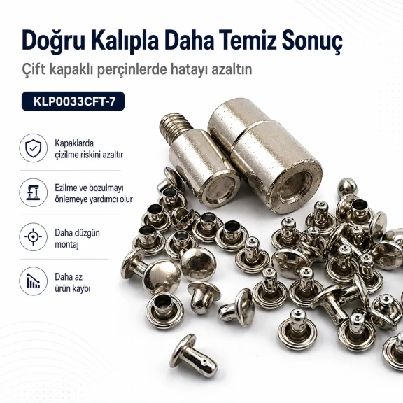 33 Perçin Montaj Aparatı - 7 mm Çaplı Çift Kapaklı Perçin Çakma Kalıbı KLP0033CFT-7