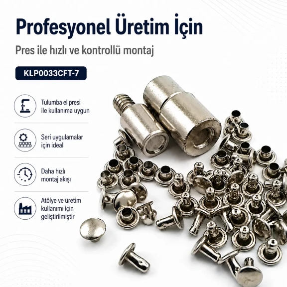 33 Perçin Montaj Aparatı - 7 mm Çaplı Çift Kapaklı Perçin Çakma Kalıbı KLP0033CFT-7