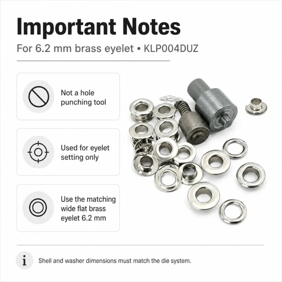 Düz Kuşgözü Geniş No 4 Çakma Aparatı - 6,2 mm Pirinç Kuşgözü, Dış Çap 13 mm, İç Çap 6,2 mm, Yükseklik 5 mm, Pul Ölçüleri Dış