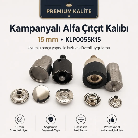 15 mm Alfa Snap Button Application Tool - Fastening Mold KLP0055K15