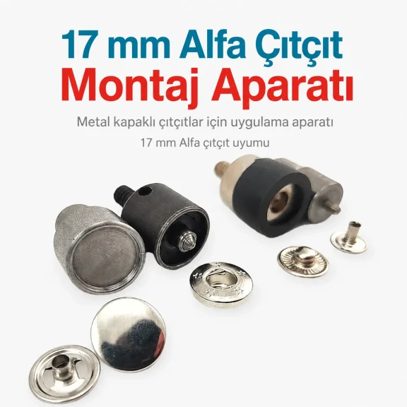 17 mm Alfa Çıtçıt Düğme Uygulama Aparatı - Çakma Kalıbı Metal Kapaklı Çıtçıtlar İçin KLP0055K17