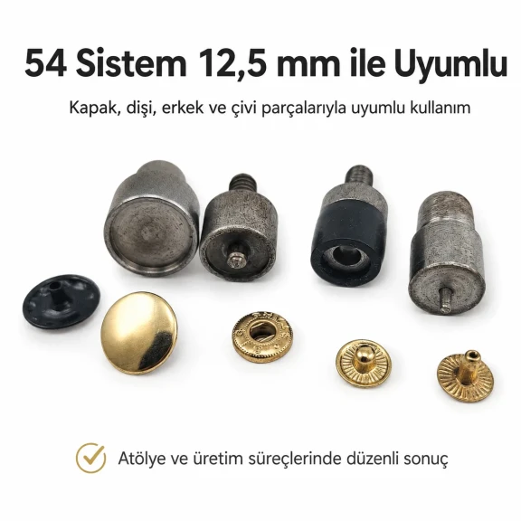 12,5 mm Çıtçıt Montaj Aparatı 54 Sistem Çakma Kalıbı KLP0056, hobi ve seri üretim için ideal, 12,5 mm ölçüsünde kaliteli