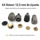 12,5 mm Çıtçıt Montaj Aparatı 54 Sistem Çakma Kalıbı KLP0056, hobi ve seri üretim için ideal, 12,5 mm ölçüsünde kaliteli