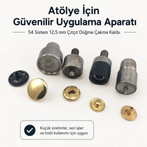 12,5 mm Çıtçıt Montaj Aparatı 54 Sistem Çakma Kalıbı KLP0056, hobi ve seri üretim için ideal, 12,5 mm ölçüsünde kaliteli