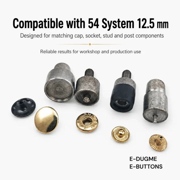 12,5 mm Çıtçıt Montaj Aparatı 54 Sistem Çakma Kalıbı KLP0056, hobi ve seri üretim için ideal, 12,5 mm ölçüsünde kaliteli