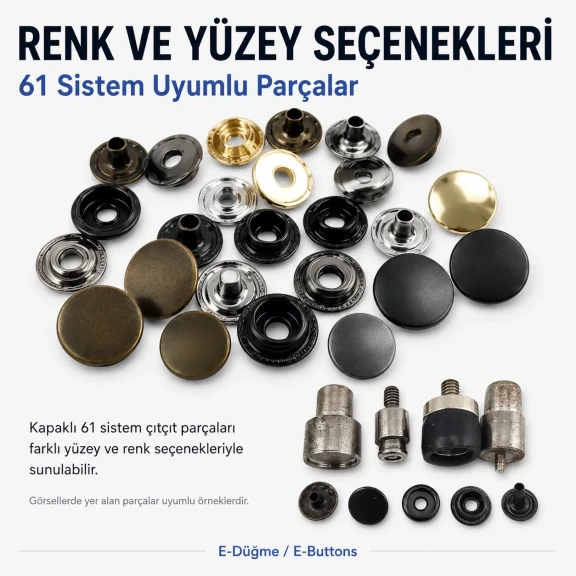 15 mm Çıtçıt Kapaklı 61 Sistem Çıtçıt Düğme Montaj Aparatı KLP0061K15, hobi ve seri üretim için ideal montaj aparatı