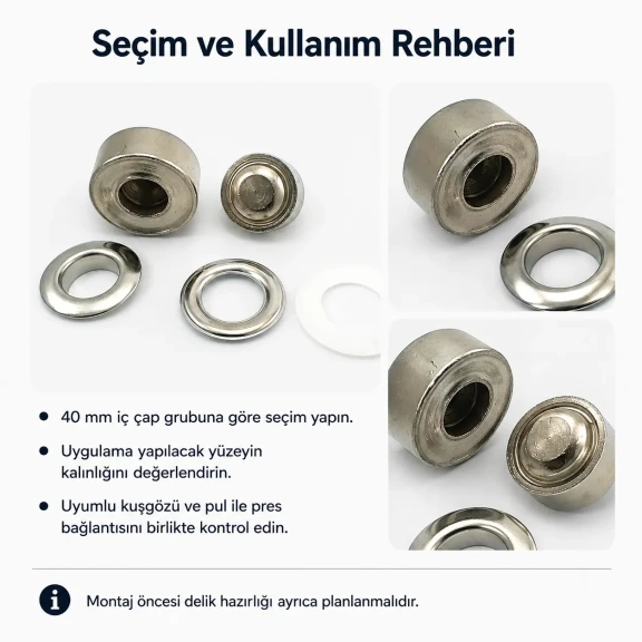 66 No Kuşgözü Kalıbı - 40 mm Kuşgözü Çakma Aparatı, montaj için ideal, kaliteli malzemeden üretilmiştir.