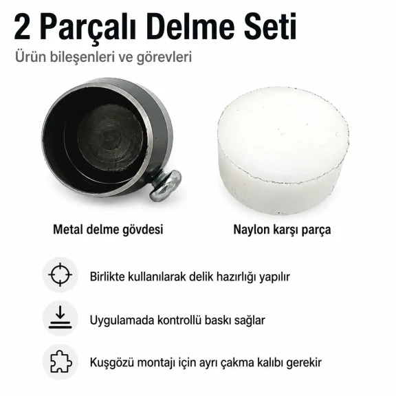 66 No Kuşgözü Delme Kalıbı - 40 mm Kuşgözü Delik Açma Aparatı, montaj işlemleri için ideal, dayanıklı malzeme ile