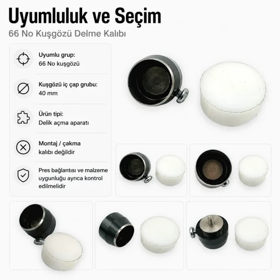 66 No Kuşgözü Delme Kalıbı - 40 mm Kuşgözü Delik Açma Aparatı, montaj işlemleri için ideal, dayanıklı malzeme ile