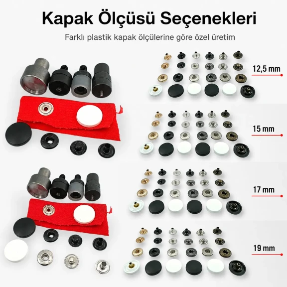 54 sistem plastik kapaklı çıtçıt düğme montaj kalıbı, yüksek kaliteli metal ve plastik malzemeden üretilmiştir, tekstil ve