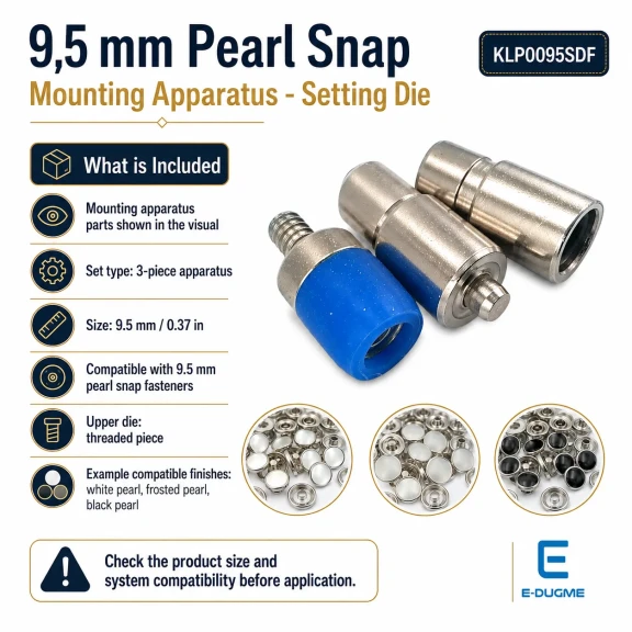 9.5 mm Sedefli Çıt Çıt Montaj Aparatı - Çakma Kalıbı KLP0095SDF, kırılmadan montaj için özel tasarım, sedefli çıtçıtlar için