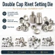 Çift Kapaklı Perçin Montaj Aparatı – 12 mm Kapak Çaplı KLP00R54-11CFT, çelik gövdeli, çanta, deri, kemer ve tekstil