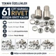 61 Çift Kapaklı Rivet 15 mm Kapak / 12 mm Alt Kapak Perçin Montaj Aparatı – Çakma Kalıbı