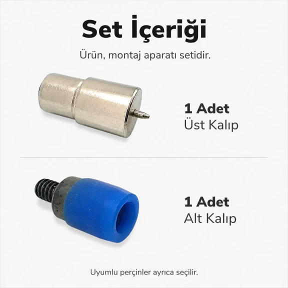 Kapaklı Perçin Montaj Aparatı 9,5 mm KLP00R95, metal yapısı ile deri ve kumaş montajında profesyonel kullanım için ideal