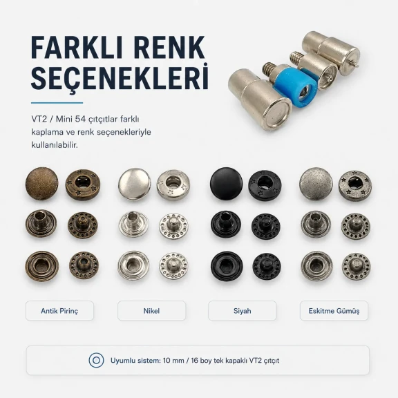 10 mm VT2 çıt çıt montaj aparatı - çakma kalıbı, deri cüzdan ve aksesuar projeleri için ideal