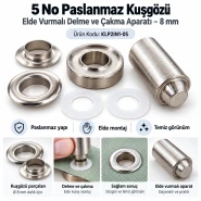 8 mm 5 No Paslanmaz Kuşgözü Elde Vurmalı Delme ve Çakma Aparatı KLP2IN1-05