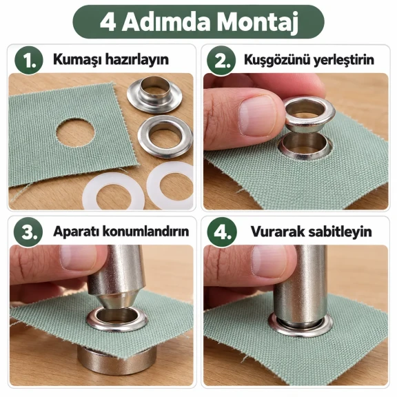 8 mm 5 No Paslanmaz Kuşgözü Elde Vurmalı Delme ve Çakma Aparatı KLP2IN1-05
