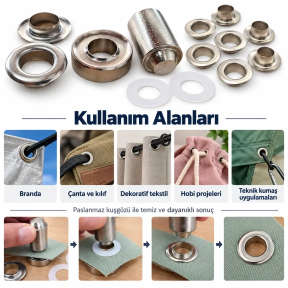 8 mm 5 No Paslanmaz Kuşgözü Elde Vurmalı Delme ve Çakma Aparatı KLP2IN1-05