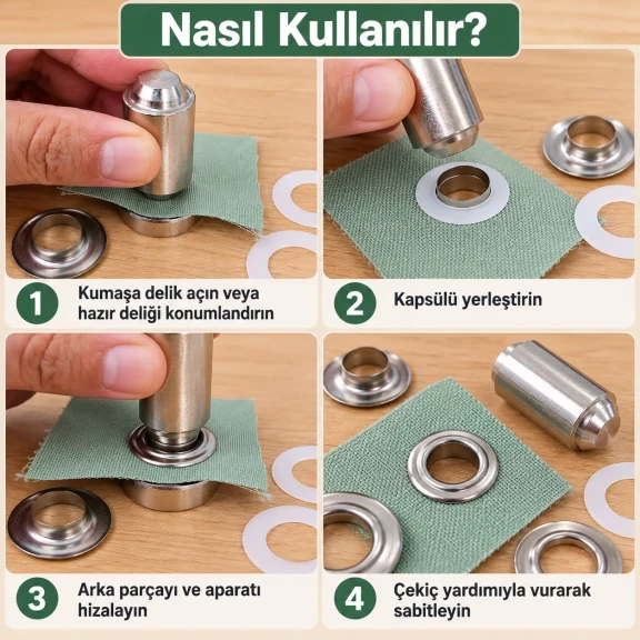 9.5 mm 24 No Paslanmaz Kuşgözü Elde Vurmalı Delme ve Çakma Aparatı KLP2IN1-24