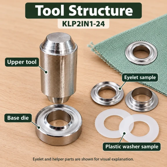 9.5 mm 24 No Paslanmaz Kuşgözü Elde Vurmalı Delme ve Çakma Aparatı KLP2IN1-24
