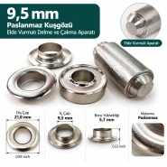 9.5 mm 24 No Paslanmaz Kuşgözü Elde Vurmalı Delme ve Çakma Aparatı KLP2IN1-24