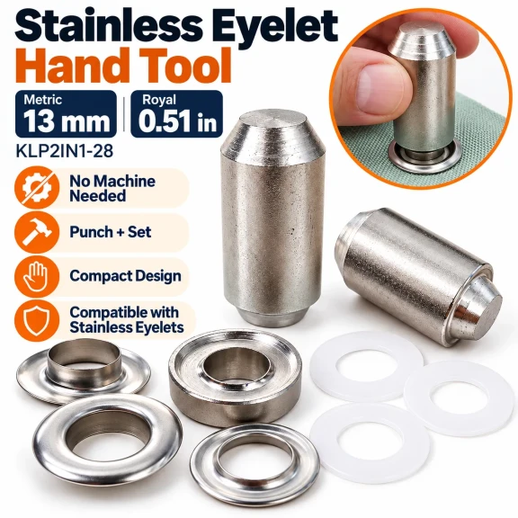 13 mm (0.51 in) Stainless Steel Eyelet Hand Punch and Setting Tool KLP2IN1-28