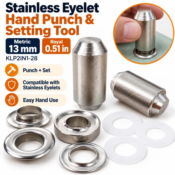 13 mm (0.51 in) Stainless Steel Eyelet Hand Punch and Setting Tool KLP2IN1-28