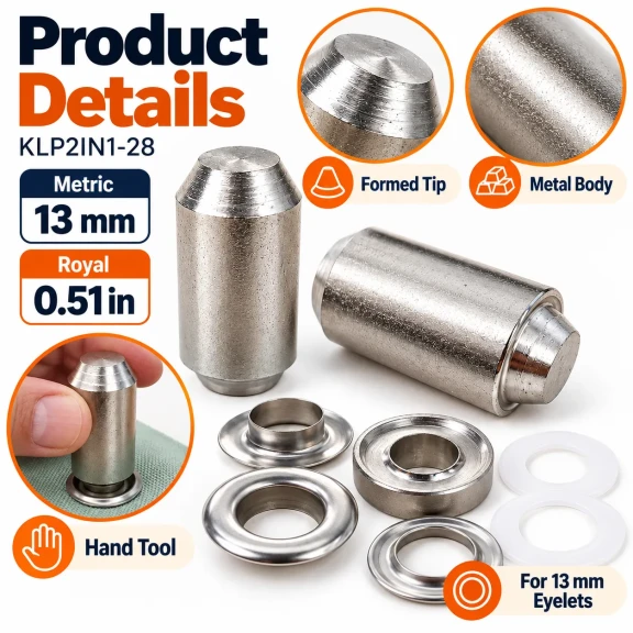 13 mm (0.51 in) Stainless Steel Eyelet Hand Punch and Setting Tool KLP2IN1-28