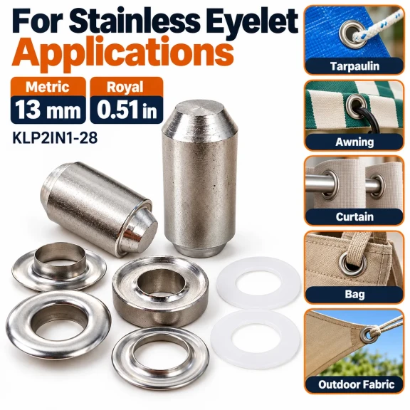13 mm (0.51 in) Stainless Steel Eyelet Hand Punch and Setting Tool KLP2IN1-28