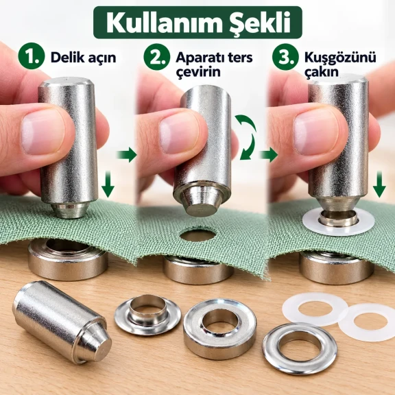 No 31 paslanmaz kuşgözü elde vurmalı delme ve montaj aparatı