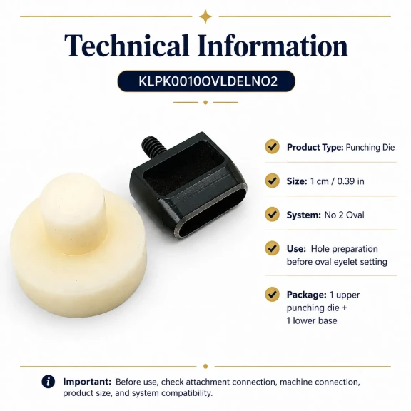 10 mm Oval Eyelet Punching Die for installing 1 cm grommets, made of durable metal, suitable for various materials including