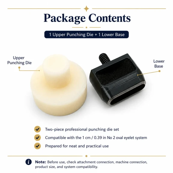 10 mm Oval Eyelet Punching Die for installing 1 cm grommets, made of durable metal, suitable for various materials including