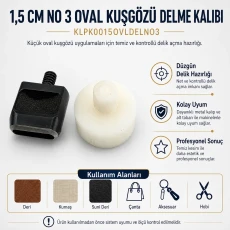 1,5 cm No 3 Oval Kuşgözü Delme Kalıbı KLPK0015OVLDELNO3