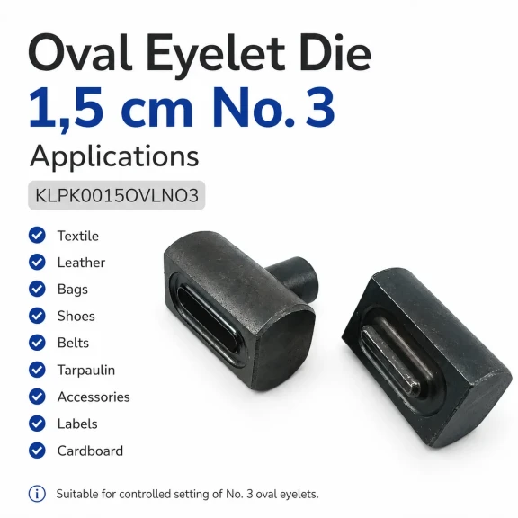 1.5 cm Oval Eyelet Setting Die for Grommet Installation, Metal Construction, Compatible with Various Materials