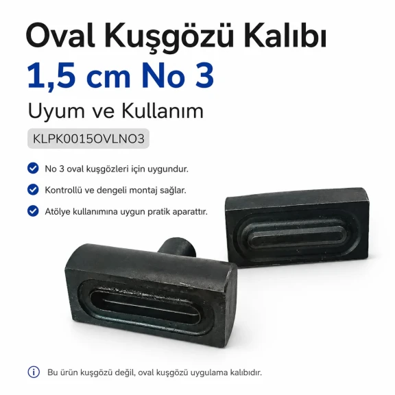 1.5 cm Oval Eyelet Setting Die for Grommet Installation, Metal Construction, Compatible with Various Materials