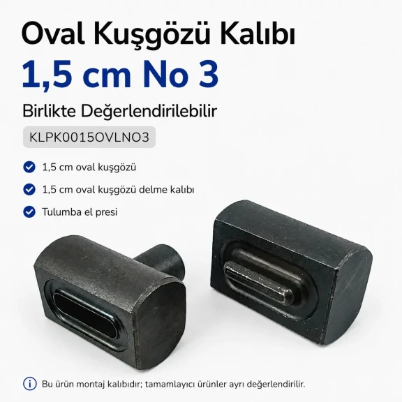 1.5 cm Oval Eyelet Setting Die for Grommet Installation, Metal Construction, Compatible with Various Materials