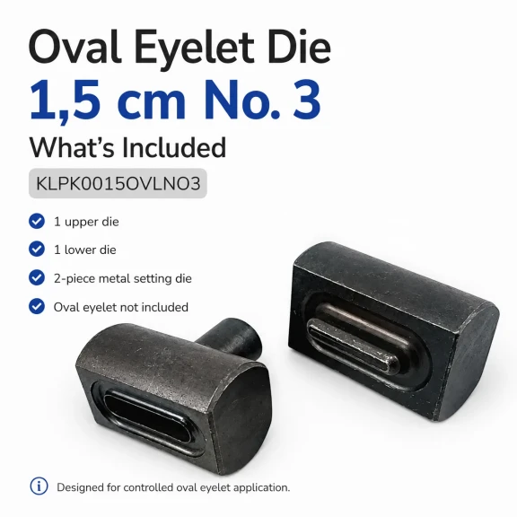 1.5 cm Oval Eyelet Setting Die for Grommet Installation, Metal Construction, Compatible with Various Materials