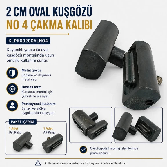 2 cm Oval Kuşgözü Kalıbı No 4 Çakma Kalıbı KLPK0020OVLNO4