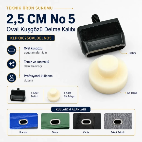25 mm Oval Eyelet Drilling Die made of high-quality metal for precise punching and clean installation on fabric, leather