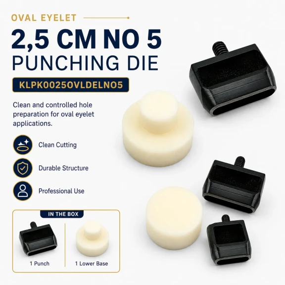 25 mm Oval Eyelet Drilling Die made of high-quality metal for precise punching and clean installation on fabric, leather