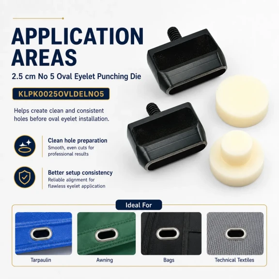 25 mm Oval Eyelet Drilling Die made of high-quality metal for precise punching and clean installation on fabric, leather