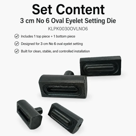 3 cm / 1.18 in Oval Eyelet Setting Die for Oval Grommet Installation, durable metal construction for professional results
