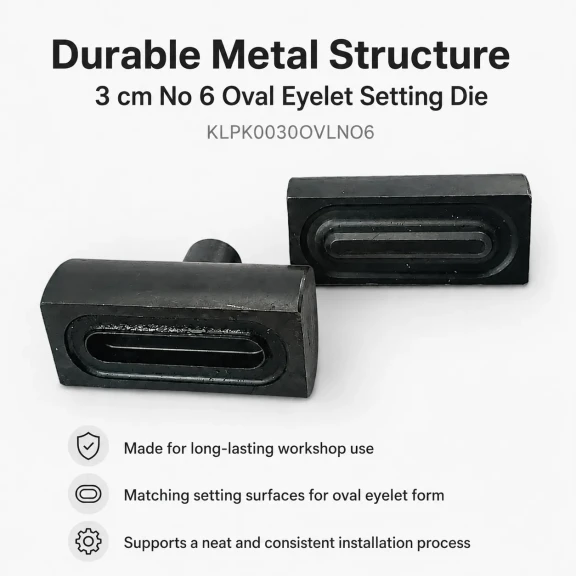 3 cm / 1.18 in Oval Eyelet Setting Die for Oval Grommet Installation, durable metal construction for professional results