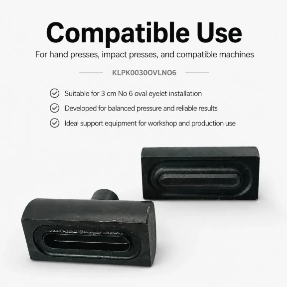 3 cm / 1.18 in Oval Eyelet Setting Die for Oval Grommet Installation, durable metal construction for professional results