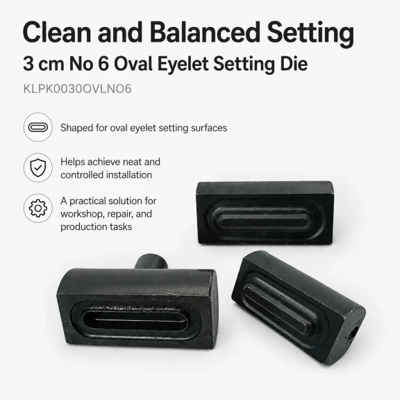 3 cm / 1.18 in Oval Eyelet Setting Die for Oval Grommet Installation, durable metal construction for professional results