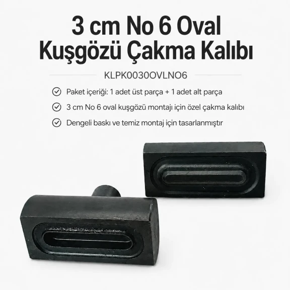 3 cm / 1.18 in Oval Eyelet Setting Die for Oval Grommet Installation, durable metal construction for professional results