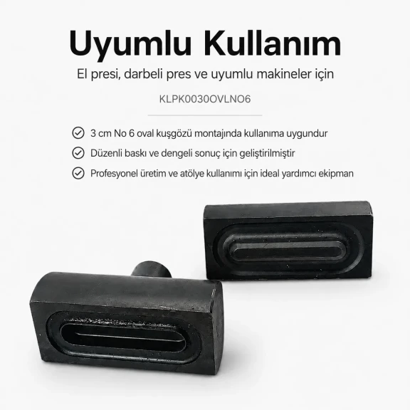 3 cm / 1.18 in Oval Eyelet Setting Die for Oval Grommet Installation, durable metal construction for professional results